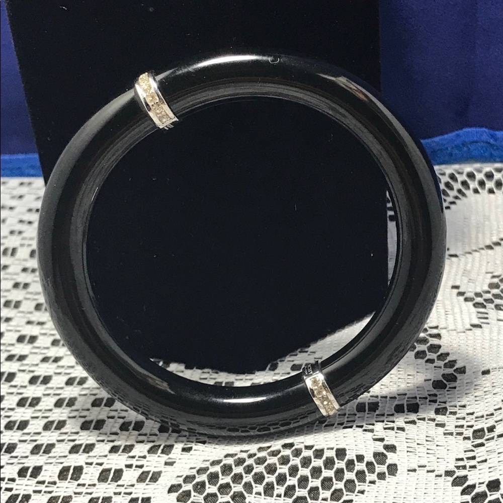 Givenchy lucite and  rhodium plated crystals bangle 1970s